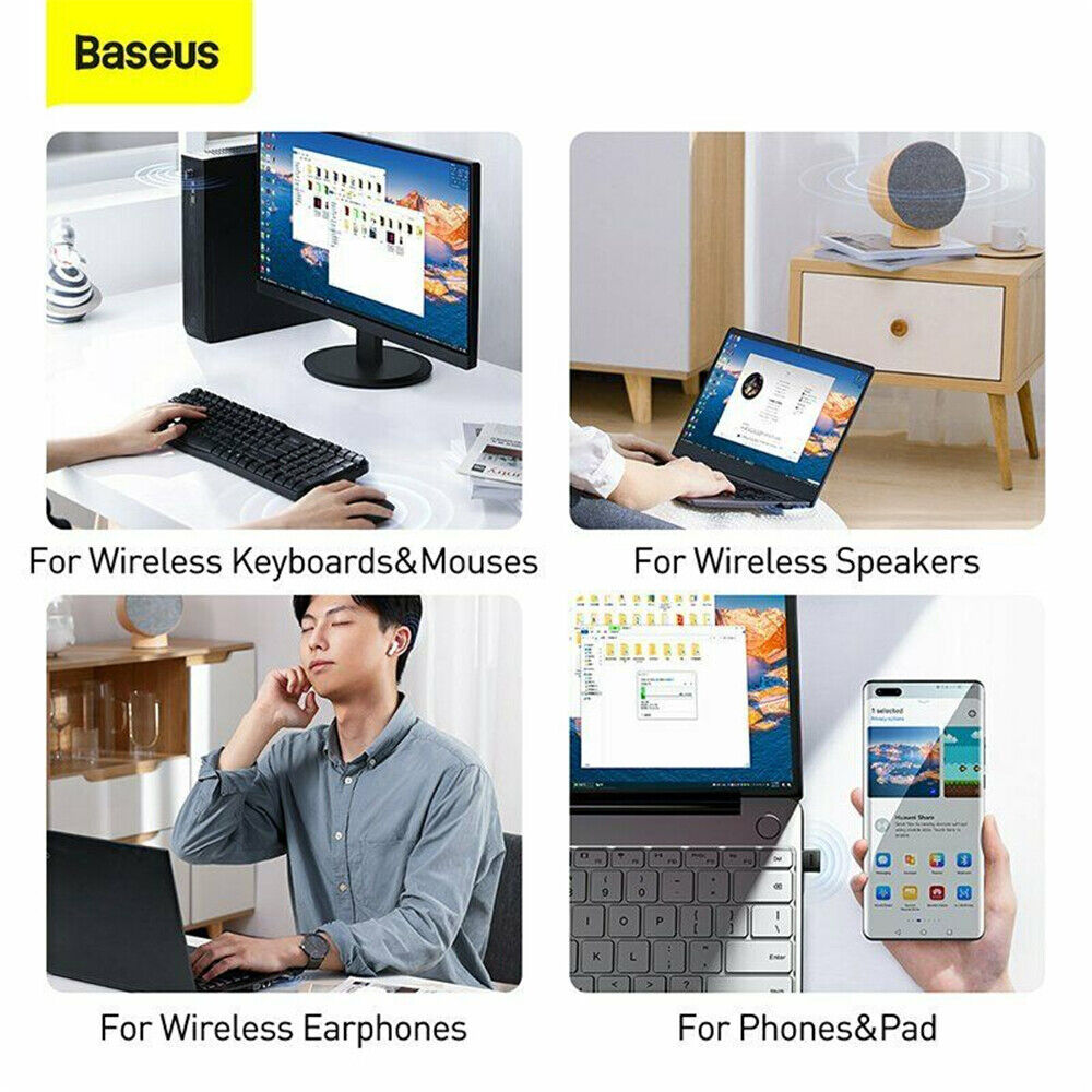 Baseus Bluetooth 5.0 Receiver USB Transmitter Adapter TV/PC Headphone Speaker AU