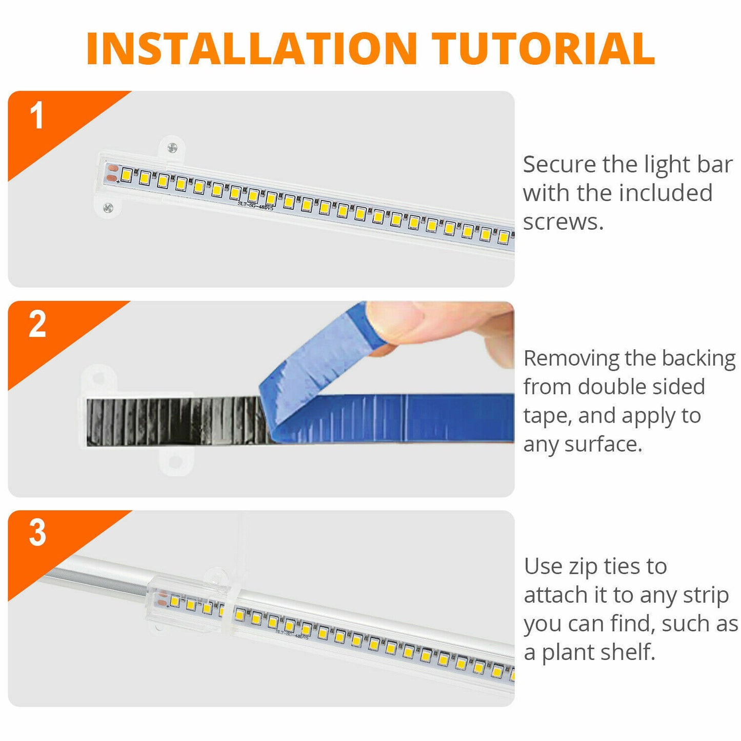 10W LED Grow Light Tube Strip Full Spectrum Lamp for Indoor Plants Flower Veg