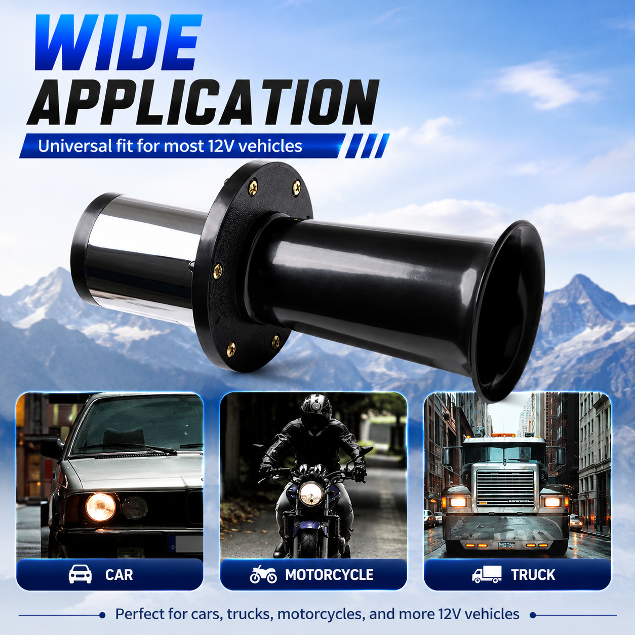 12V 110db Car Van Air Horn Klaxon Ahoooogah Sound Classic Boat claxon Truck