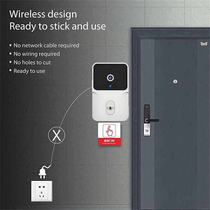 1x Wireless Smart Video Doorbell Home WiFi Security Camera Infrared Doorbell Intercom