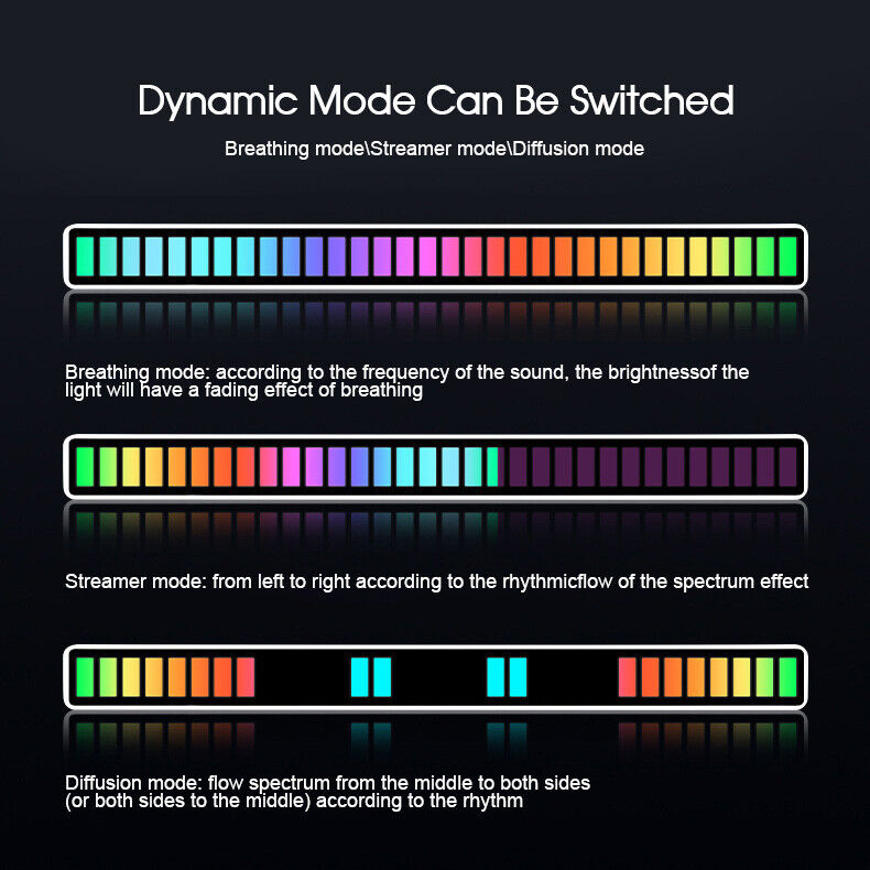 32LED RGB Voice Sound Activated Rhythm Bar Music Car Light Party Strip Tube Lamp