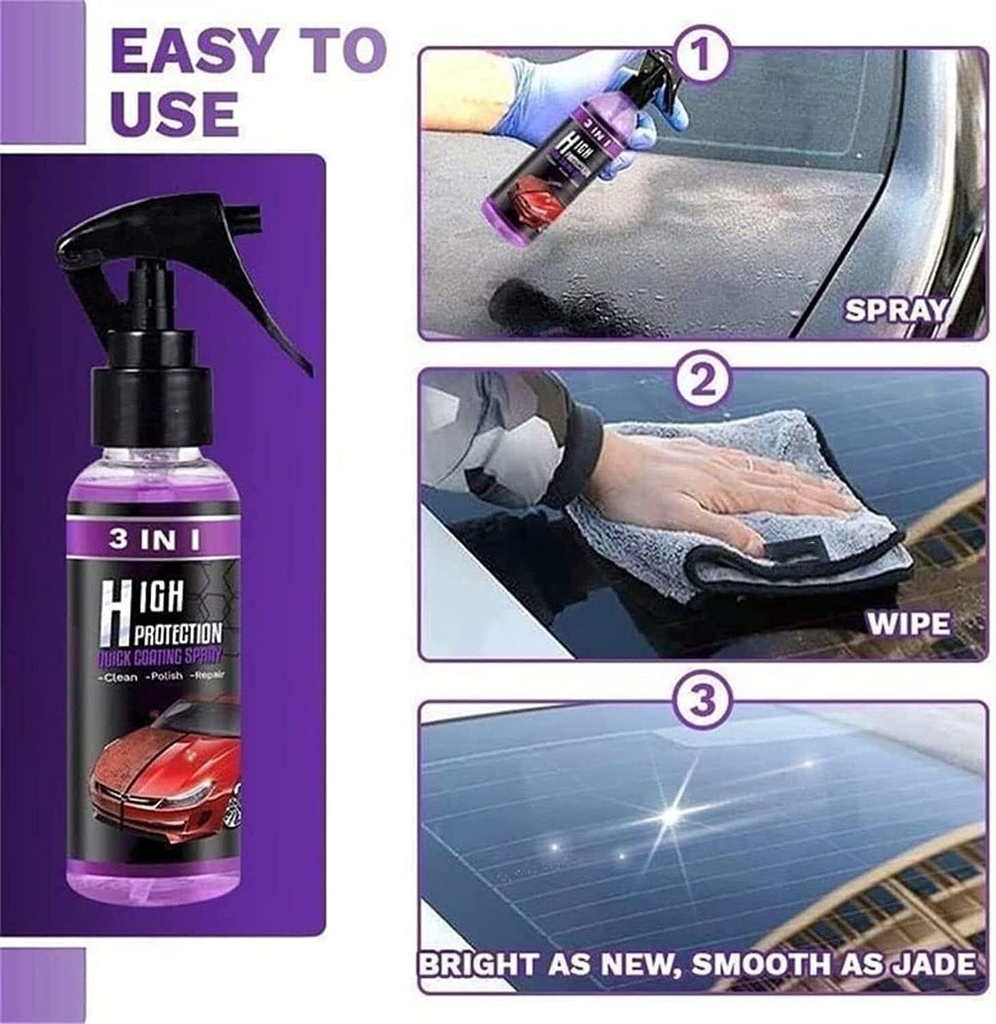 1/2/3/4X 3in1 High Protection Quick Car Coat Ceramic Coating Spray Hydrophobic