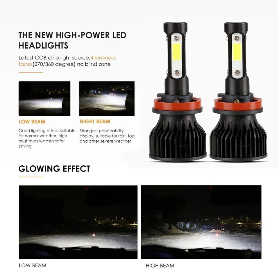 H11 LED Headlight Kit Low Beam Bulbs Super Bright 360000LM 6000K White AU