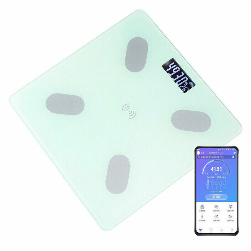 Wireless Digital Bathroom Body Fat Scale 180KG Bluetooth Scales Weight WHITE