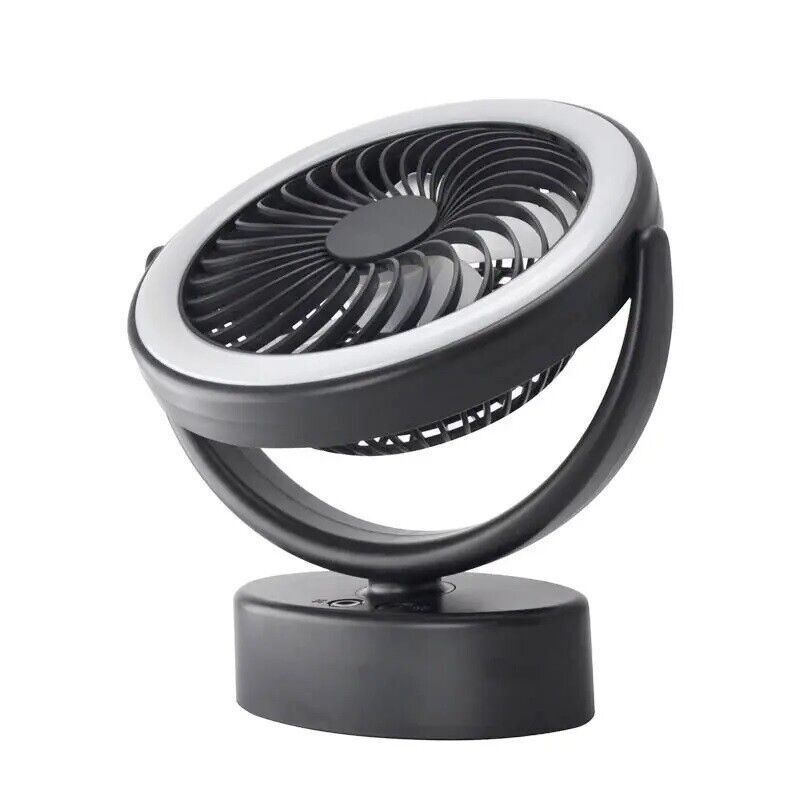 Portable 360° Mini Fan Travel Rechargeable USB Clip On Desk Fan With Light Au