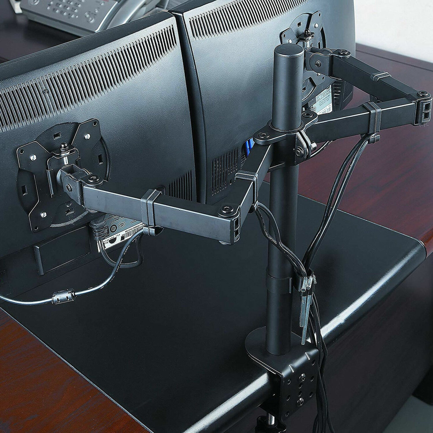 Dual HD LCD Screen TV Holderp LED Desk Mount Monitor Stand 2 Arm Display Bracket