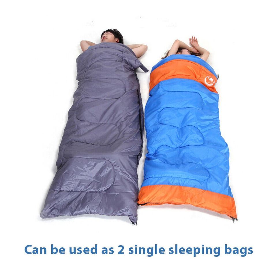 Double Outdoor Camping Sleeping Bag Hiking Thermal Winter 220x150cm