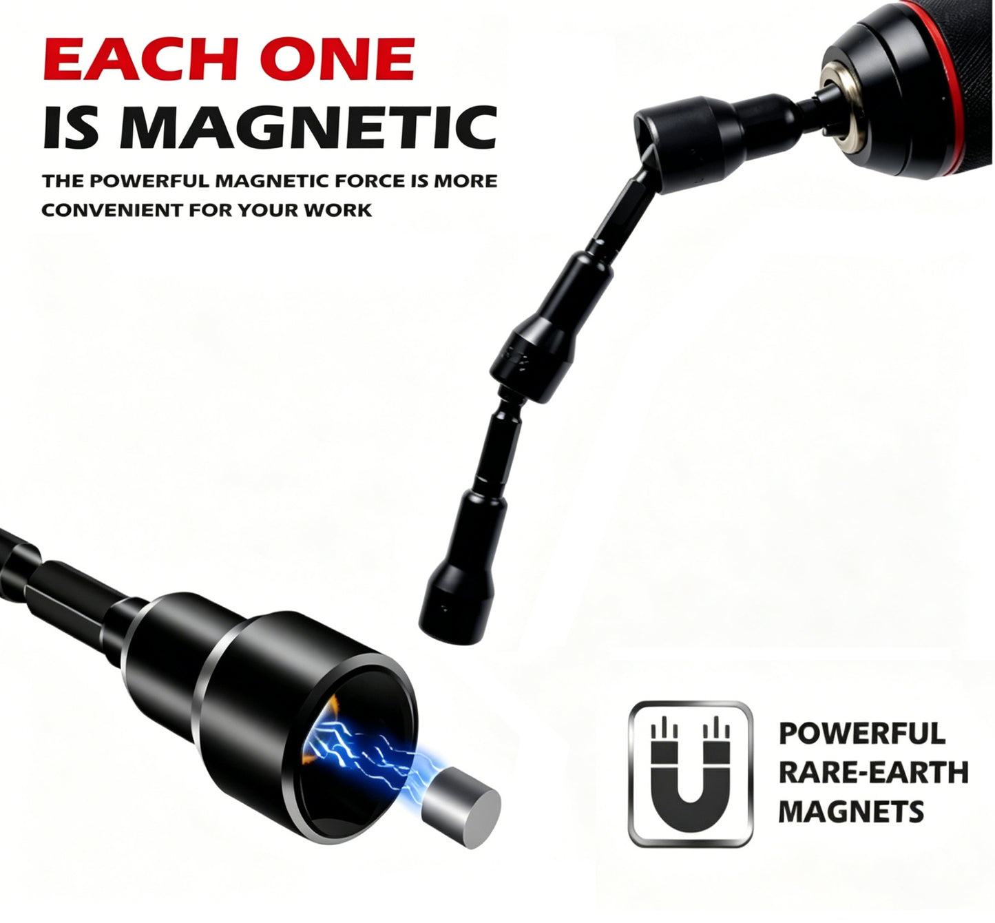 Magnetic Impact Nut Driver Set 15Pcs SAE & Metric 14 Inch Quick Change