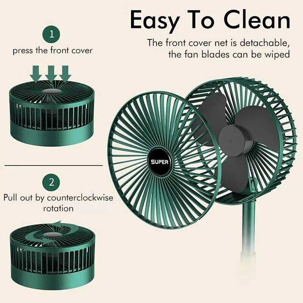 Telescopi Portable Floor Fan 3 Speeds USB Foldable Fan