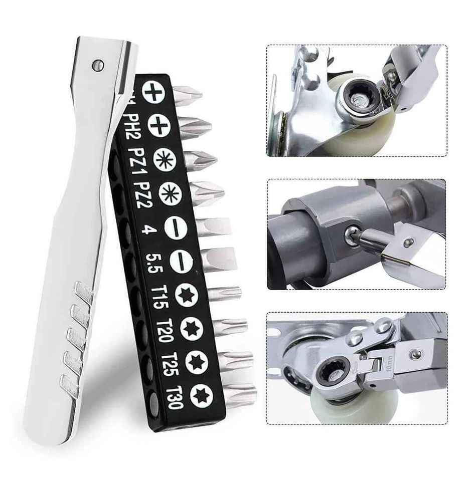 NEW 8-piece set of oscillating head removable ratchet wrench 180° rotating oscillating signal