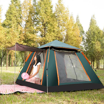 Outdoor Foldable Automatic Tent, 3-4 People Beach Rainproof and Quick-Opening Tent, Thick Rainproof Tent, Foldable Outdoor Camping Tent, Portable Family Tent