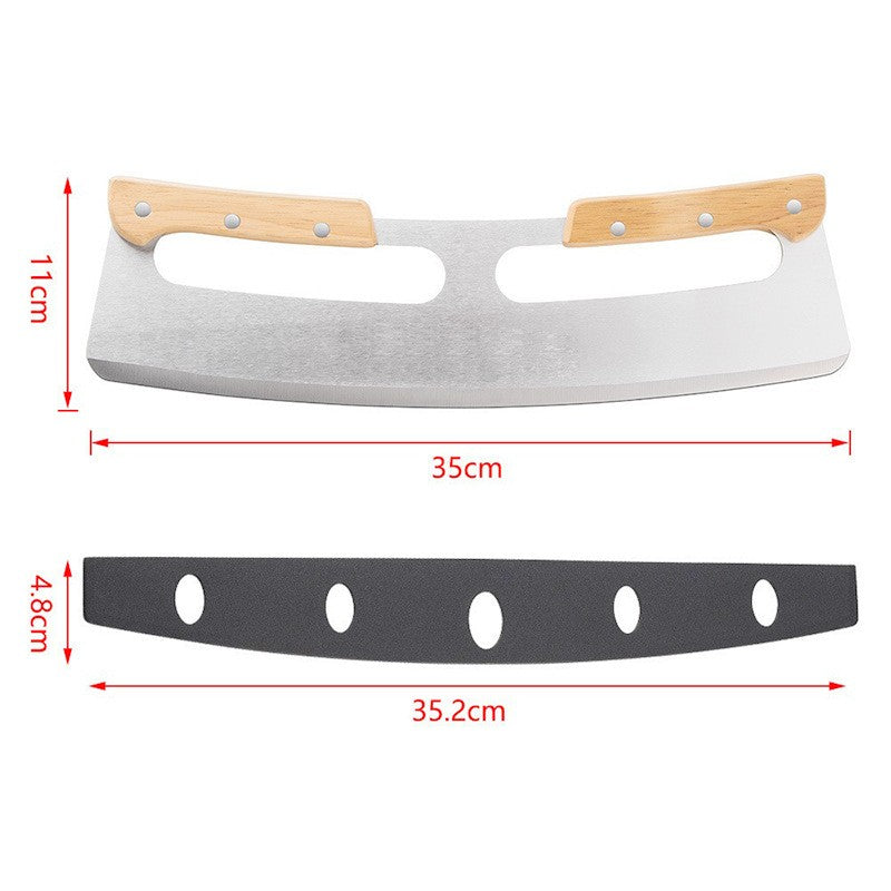 35CM Stainless Steel Pizza Cutter Rocker Blade Slicer with Protective Cover