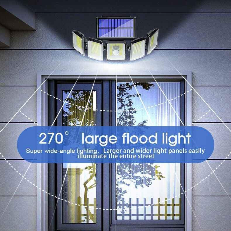 4 Head 300 LED Solar Lights Street Motion Sensor Light Garden Wall Security Lamp