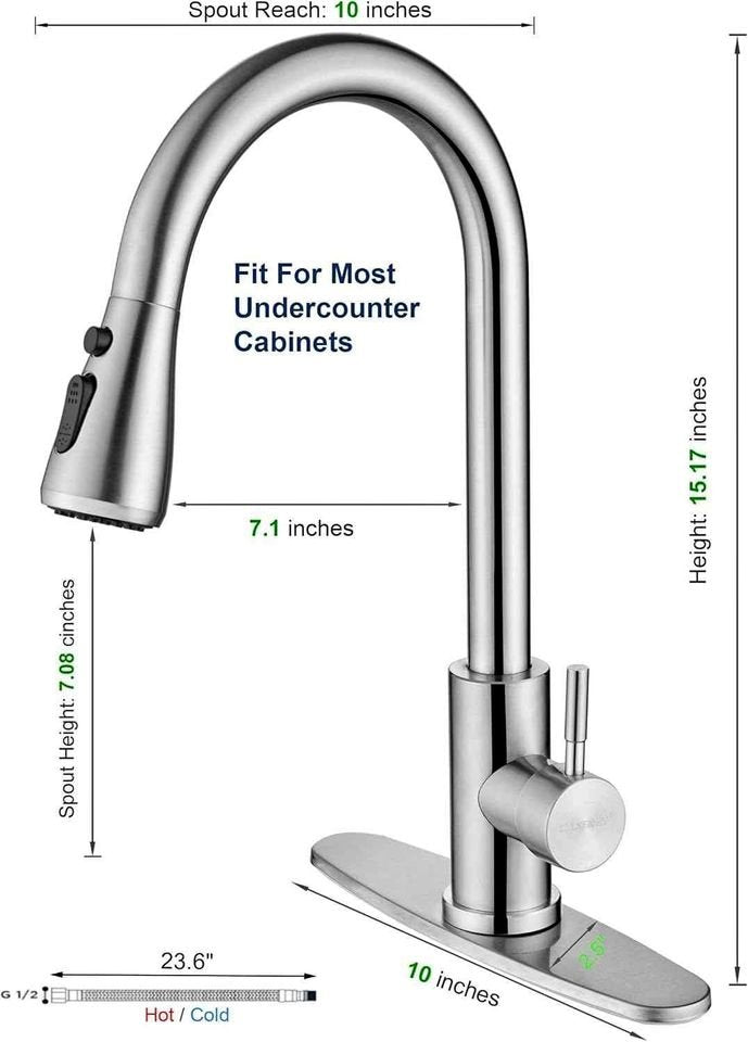 Kitchen Faucet with Pull Down Sprayer, Single Handle High Arc Pull Out Kitchen