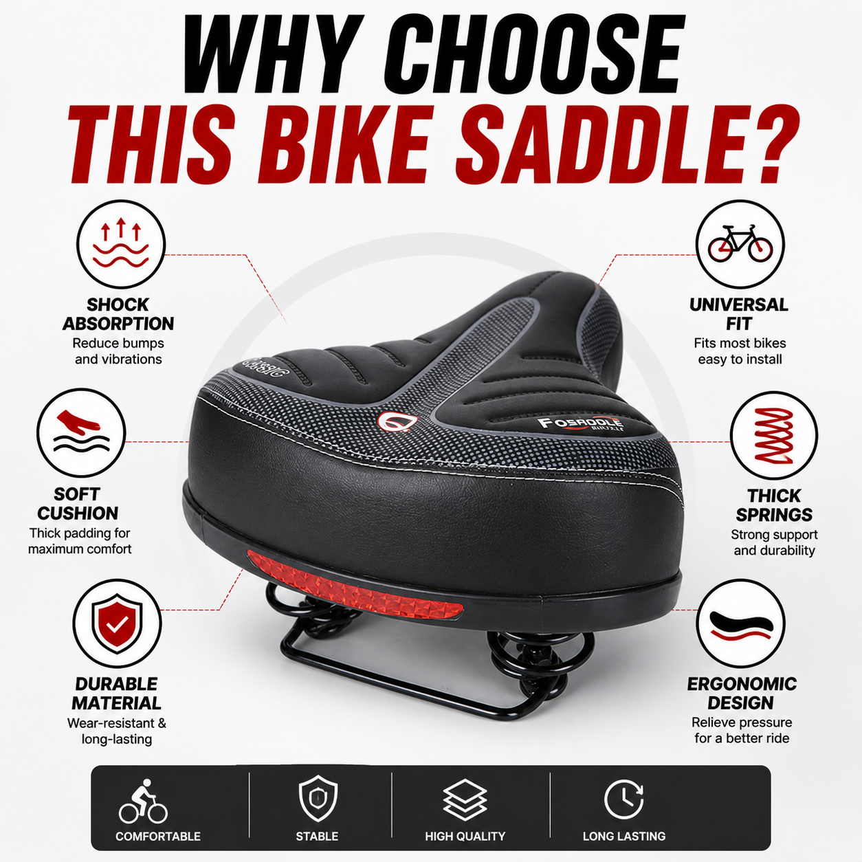 Wide Big Bum Bike Bicycle Gel Cruiser Comfort Saddle Seat Sporty Soft Cushion