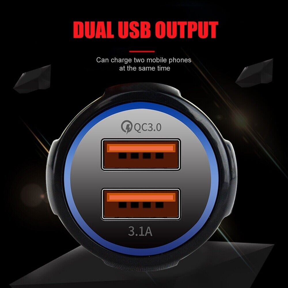 1/2x Fast Car Charger USB Quick Charger 2 Port QC3.0 Lighter Socket AU