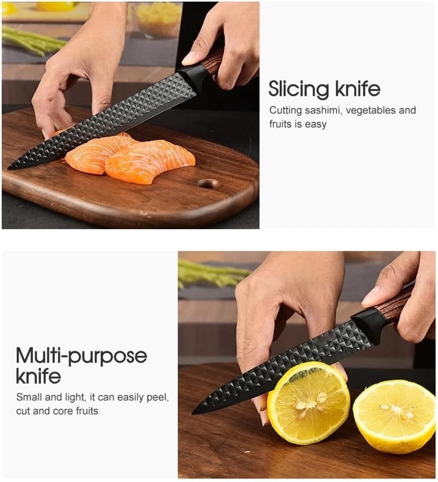 6 Pcs Kitchen Knife Set – High Carbon Steel, Ergonomic Handles, Cleaver & Shears