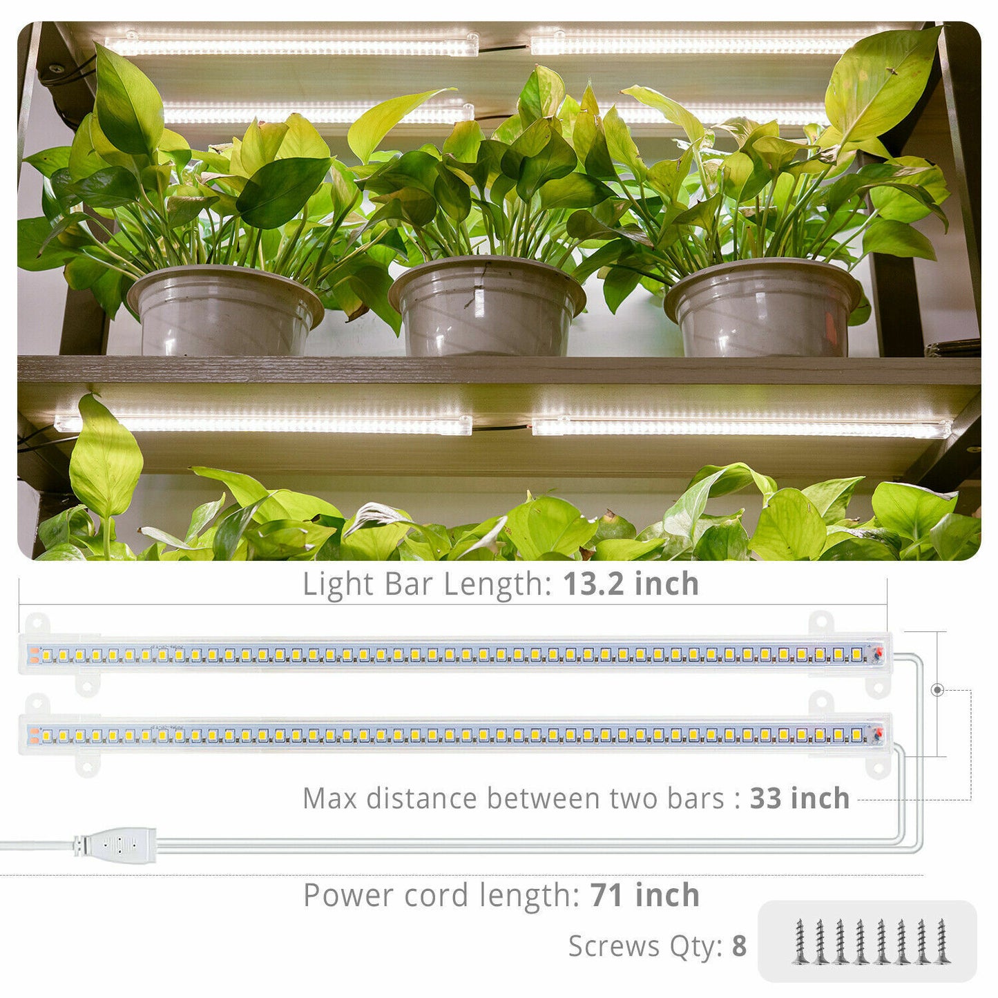 10W LED Grow Light Tube Strip Full Spectrum Lamp for Indoor Plants Flower Veg