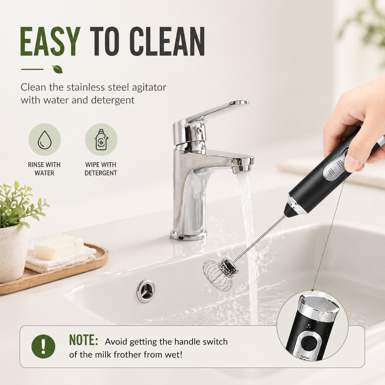 USB Rechargeable Milk Frother Handheld Coffee Foam Maker 3 Speed Electric Whisk