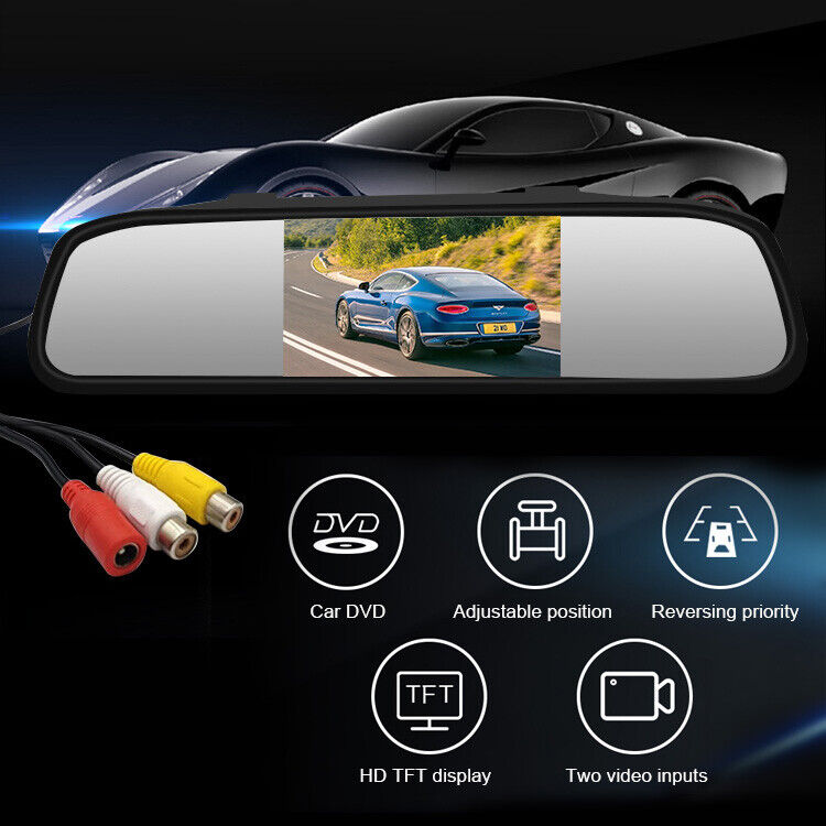 Reverse Camera Night Reversing Camera Rear View Mirror Kit Waterproof HD Monitor