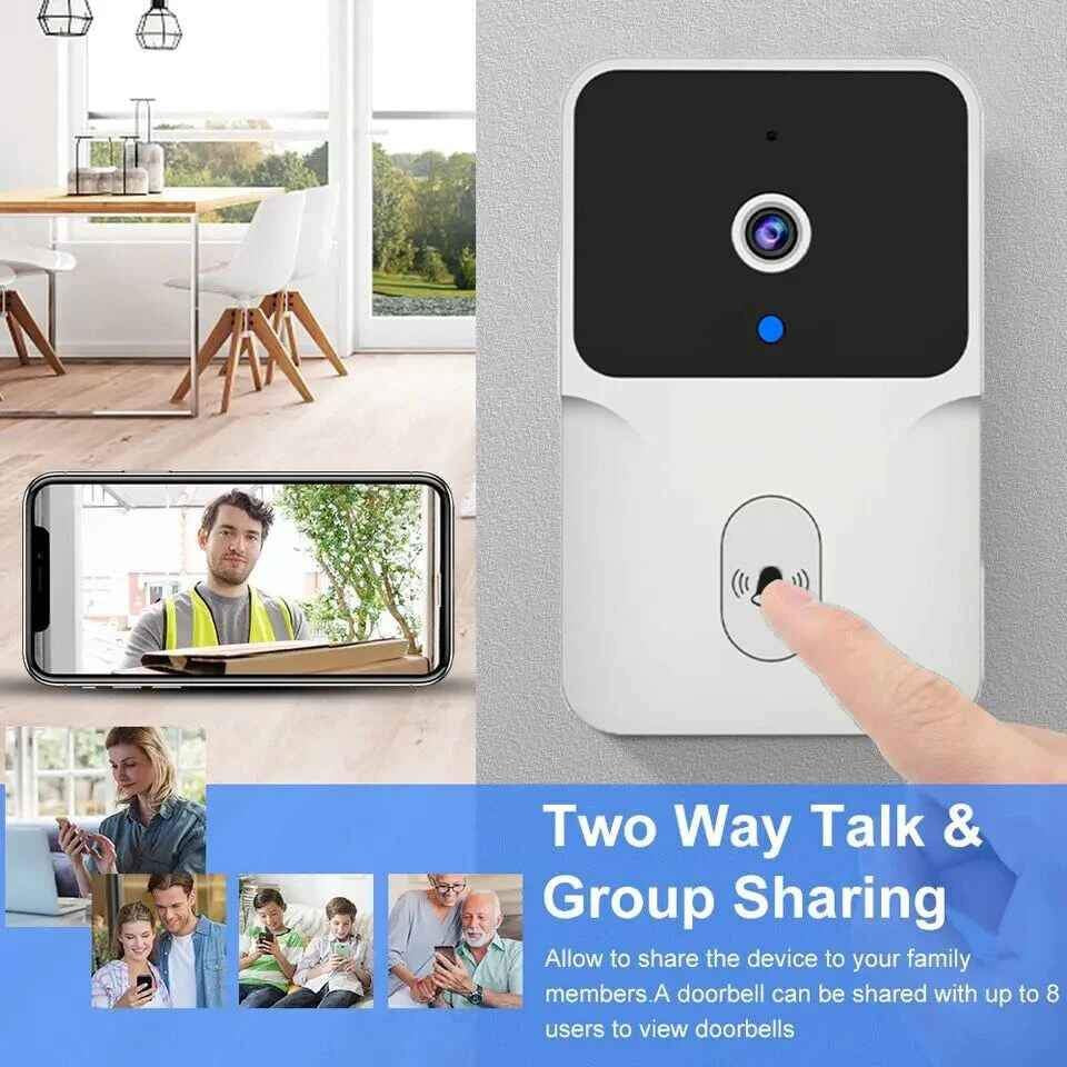 1x Wireless Smart Video Doorbell Home WiFi Security Camera Infrared Doorbell Intercom