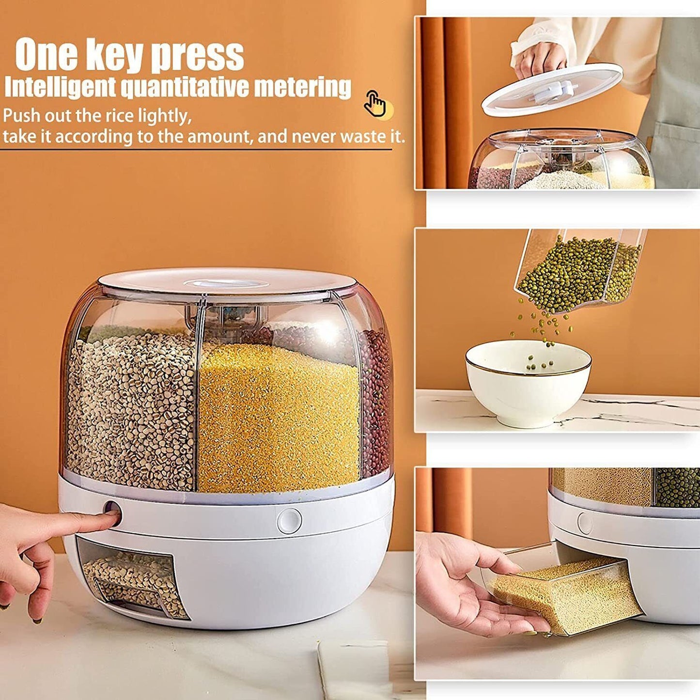 Rotating Grain Case Cereal Dispenser Storage Box Kitchen Food Rice Container AU