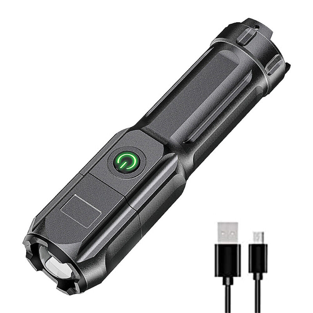 990000LM Torch CREE Led Flashlight USB Rechargeable Tactical Camp Zoomable Lamp
