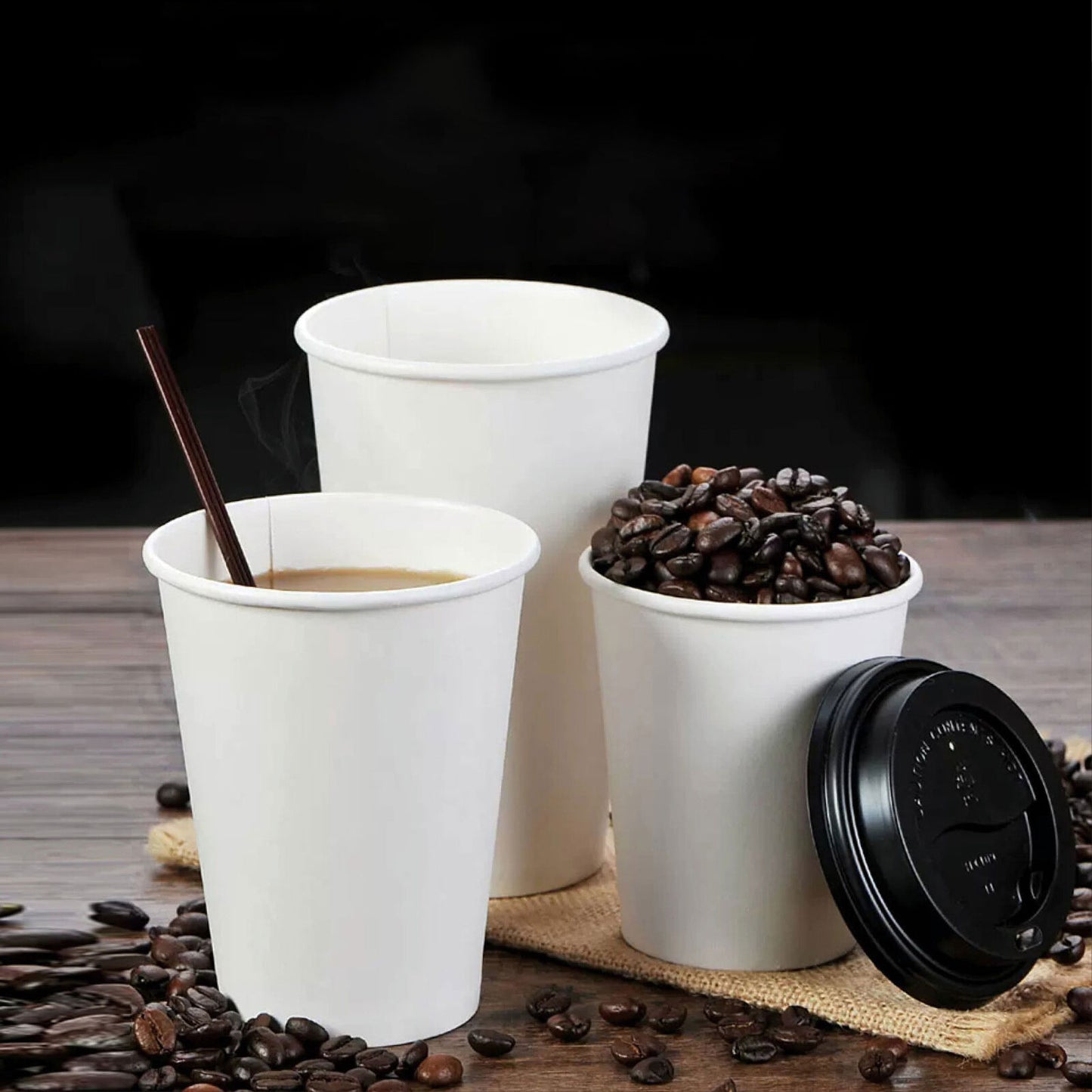 Disposable Coffee Cups 8oz 12oz 16oz Bulk Takeaway Paper Triple Wall Take Away