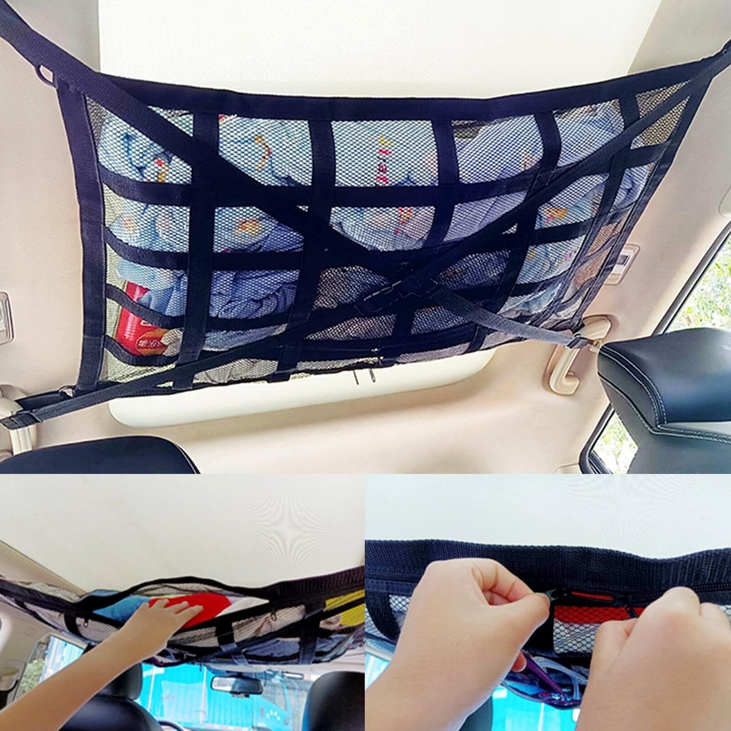 Universal Car Ceiling Storage Net Car Roof Cargo Net Mesh Storage Bag Campervan