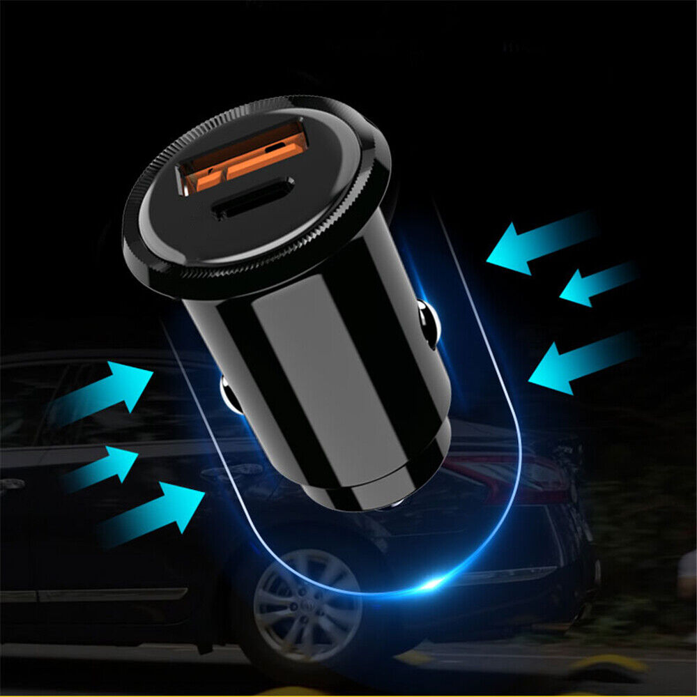 30W Fast Charging Car Quick Charger PD3.0 USB Type-C Cigarette Lighter Adapter