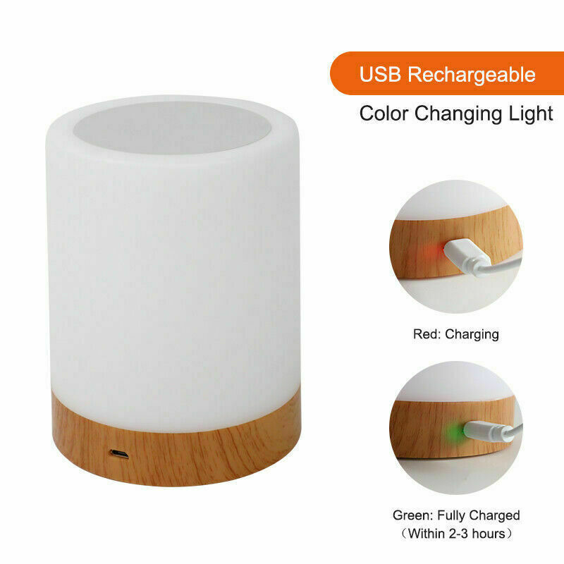 7 Color RGB Touch Night Light LED Lamp Mood Dimmable Bedside USB Rechargeable