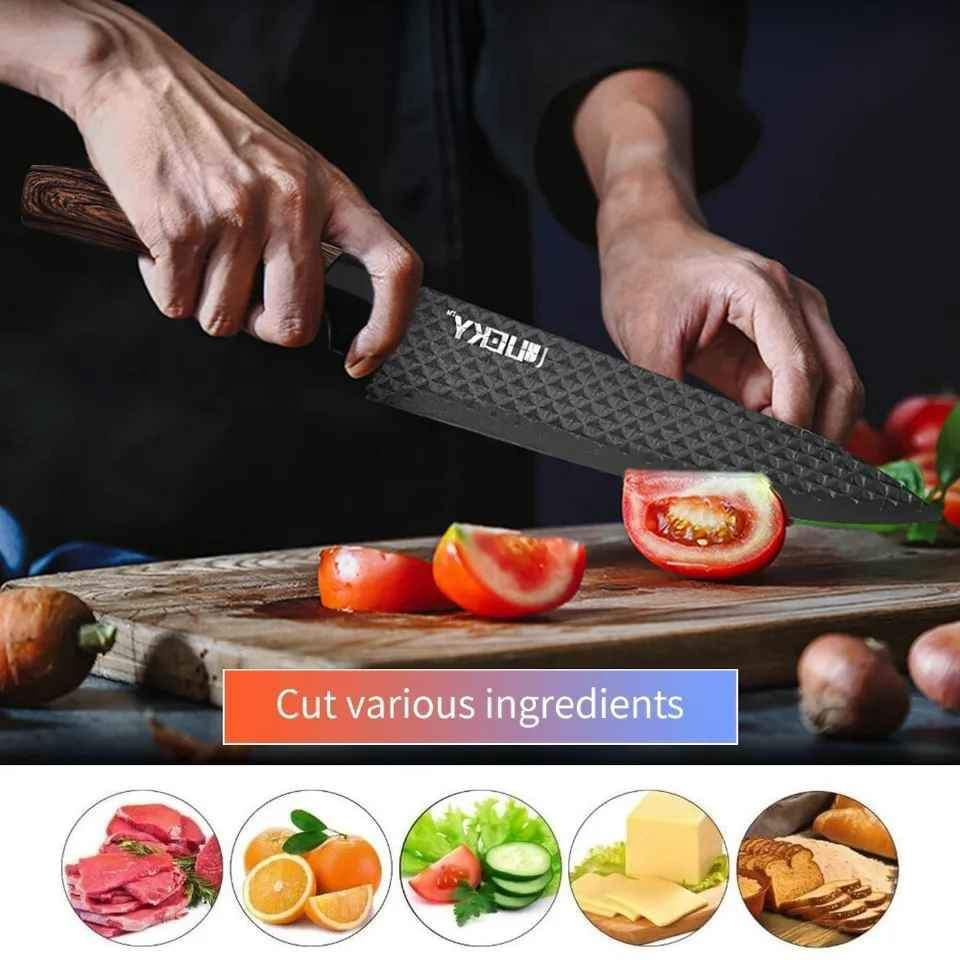 6 PCS Chef's Knife Set Stainless Steel Cleaver Scissors Peeler Kitchen Knives