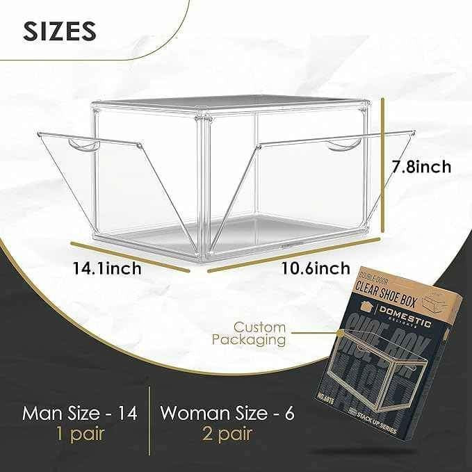 Side Display Double Door Clear Shoe Box Storage Organizer Wall Shoe Rack Organizer