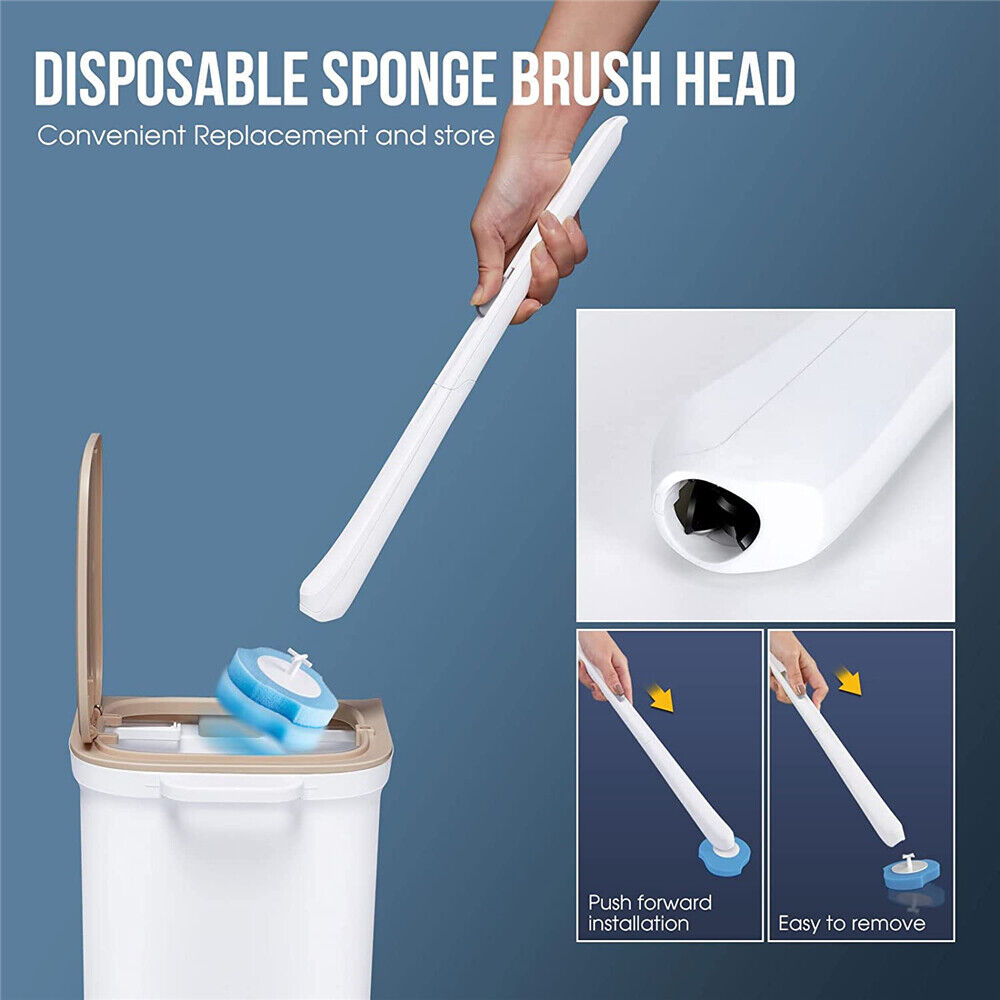 Bathroom Toilet Brush with Holder Creative Cleaning Disposable Sponge Heads Set