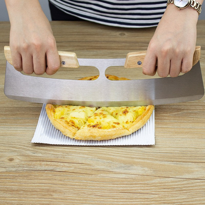 35CM Stainless Steel Pizza Cutter Rocker Blade Slicer with Protective Cover