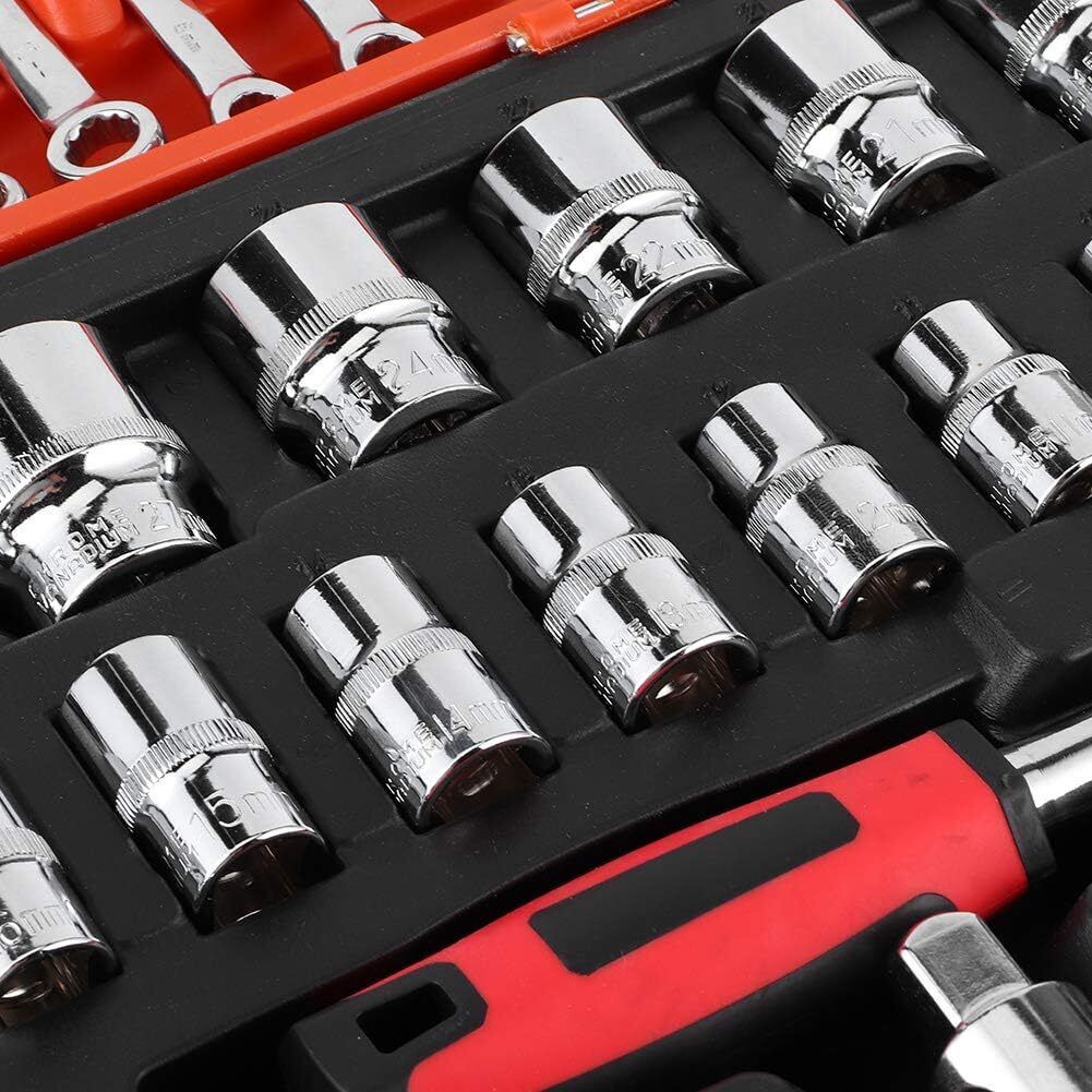 37x Combination Spanner Set Portable Impact Socket Set Socket Wrench Ratchet Set