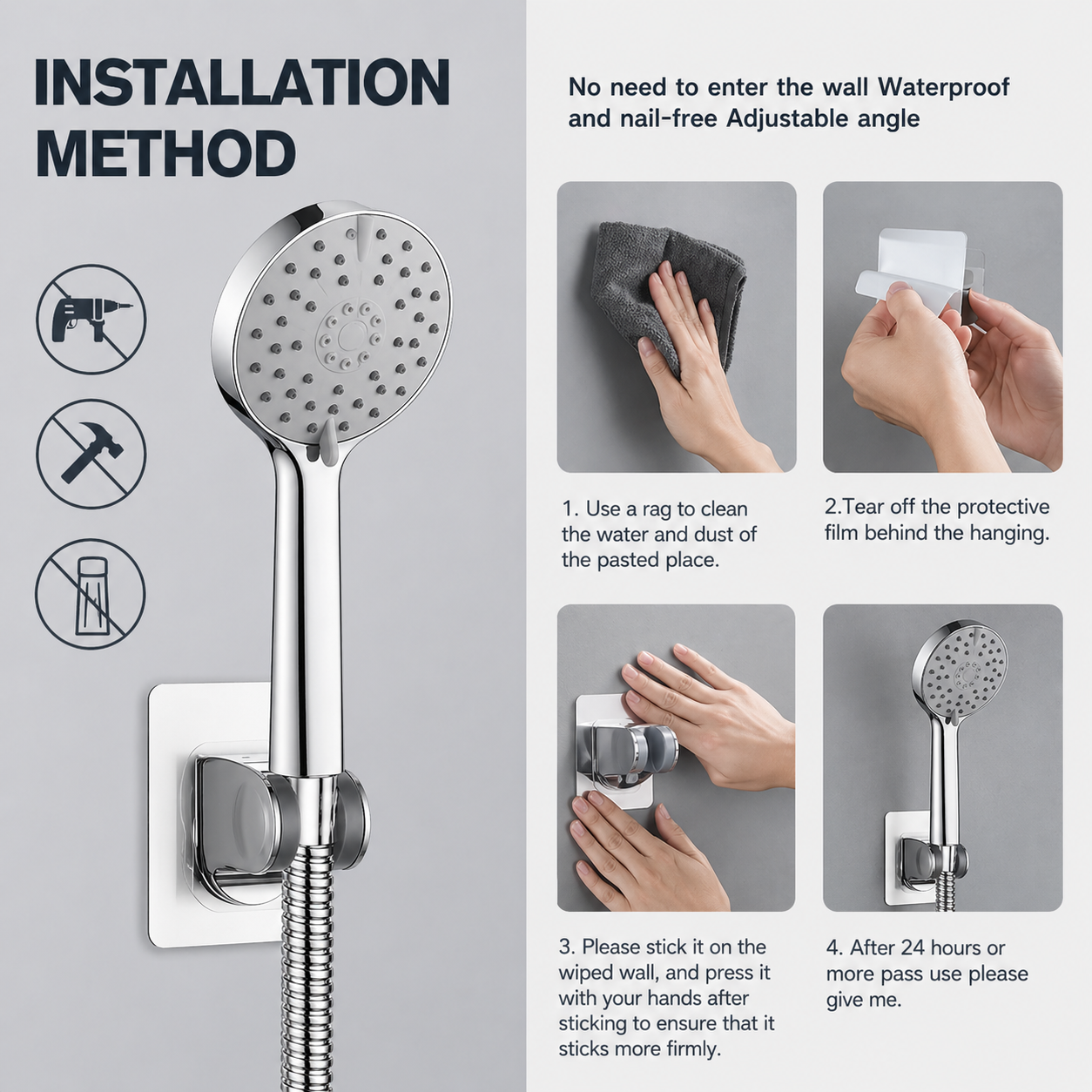 new rain shower head 8 inch handheld spray combo with ON/OFF Pause Switch