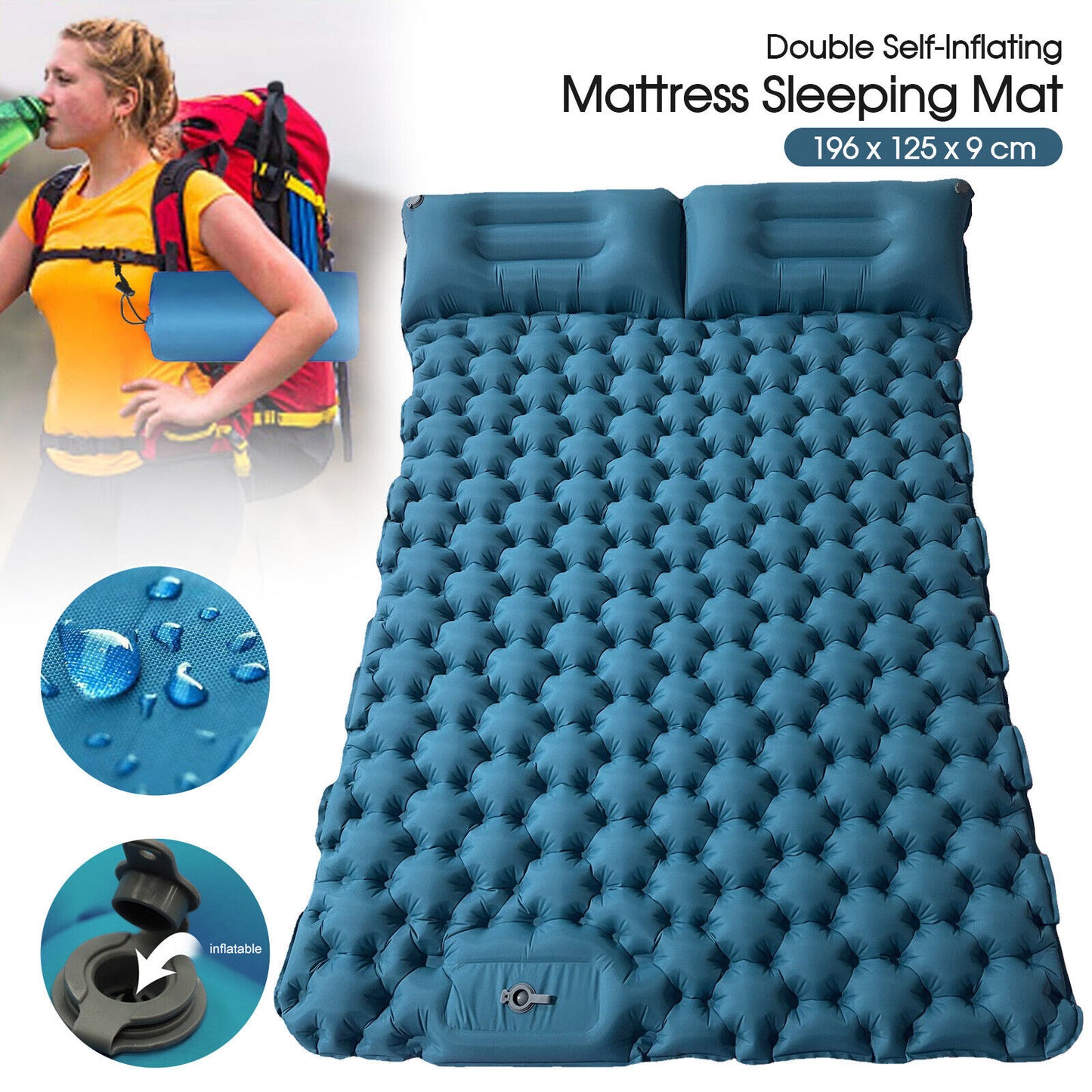 Self Inflating Mattress Camping Hiking Airbed Mat Sleeping with Pillow Bag Camp