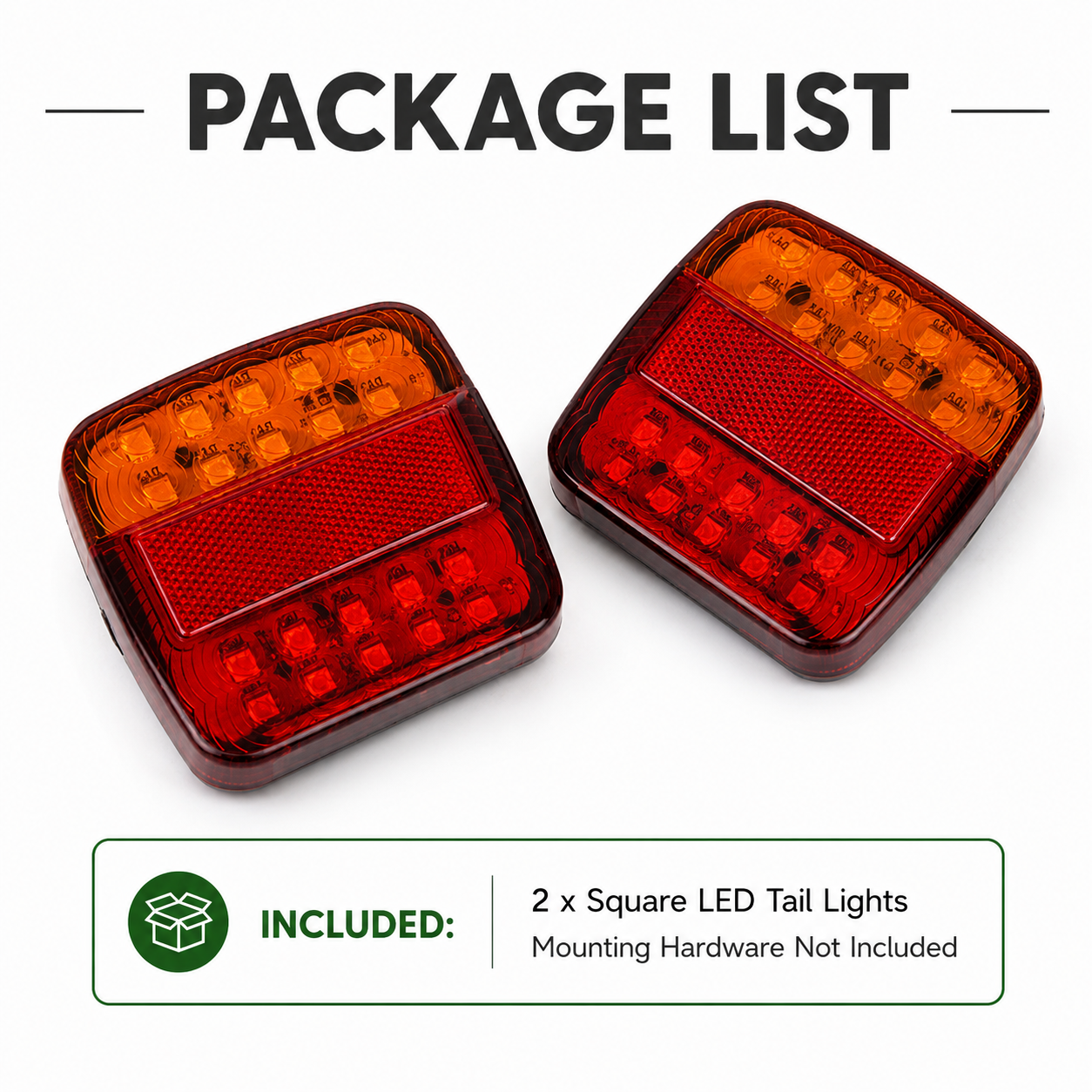 2x 12V Square LED Tail Lights Stop Reverse Indicator Trailer Boat Ute