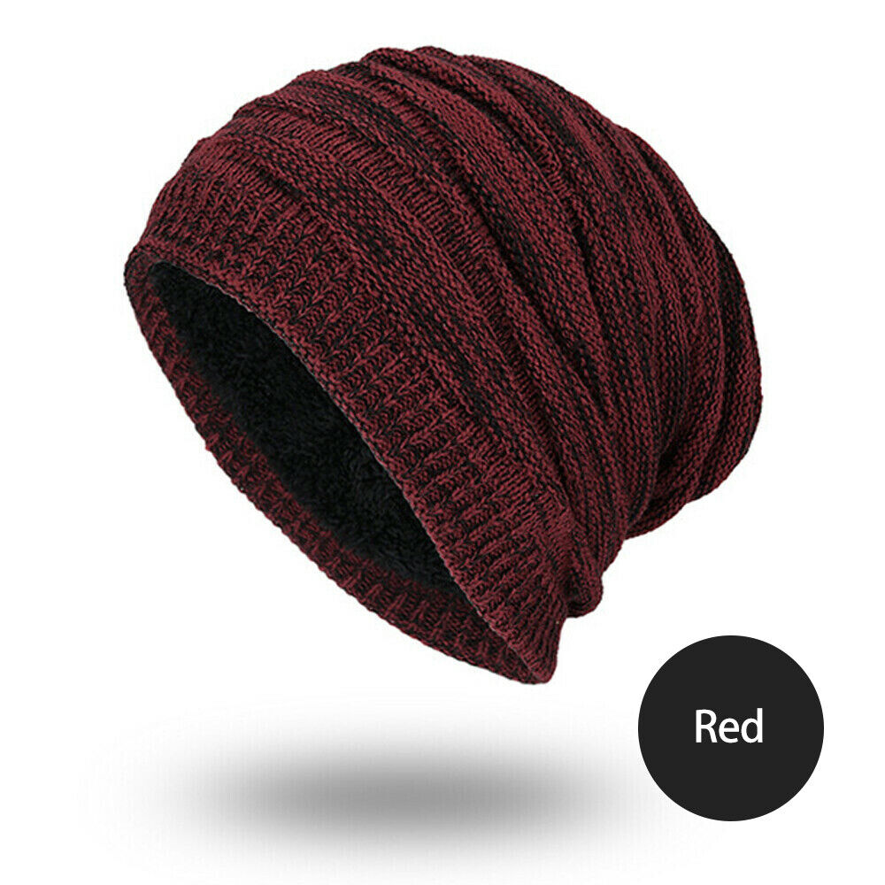 Winter Warm Unisex Women Men Hat Slouch Baggy Hat Beanie Ski Knitted 2 Layer