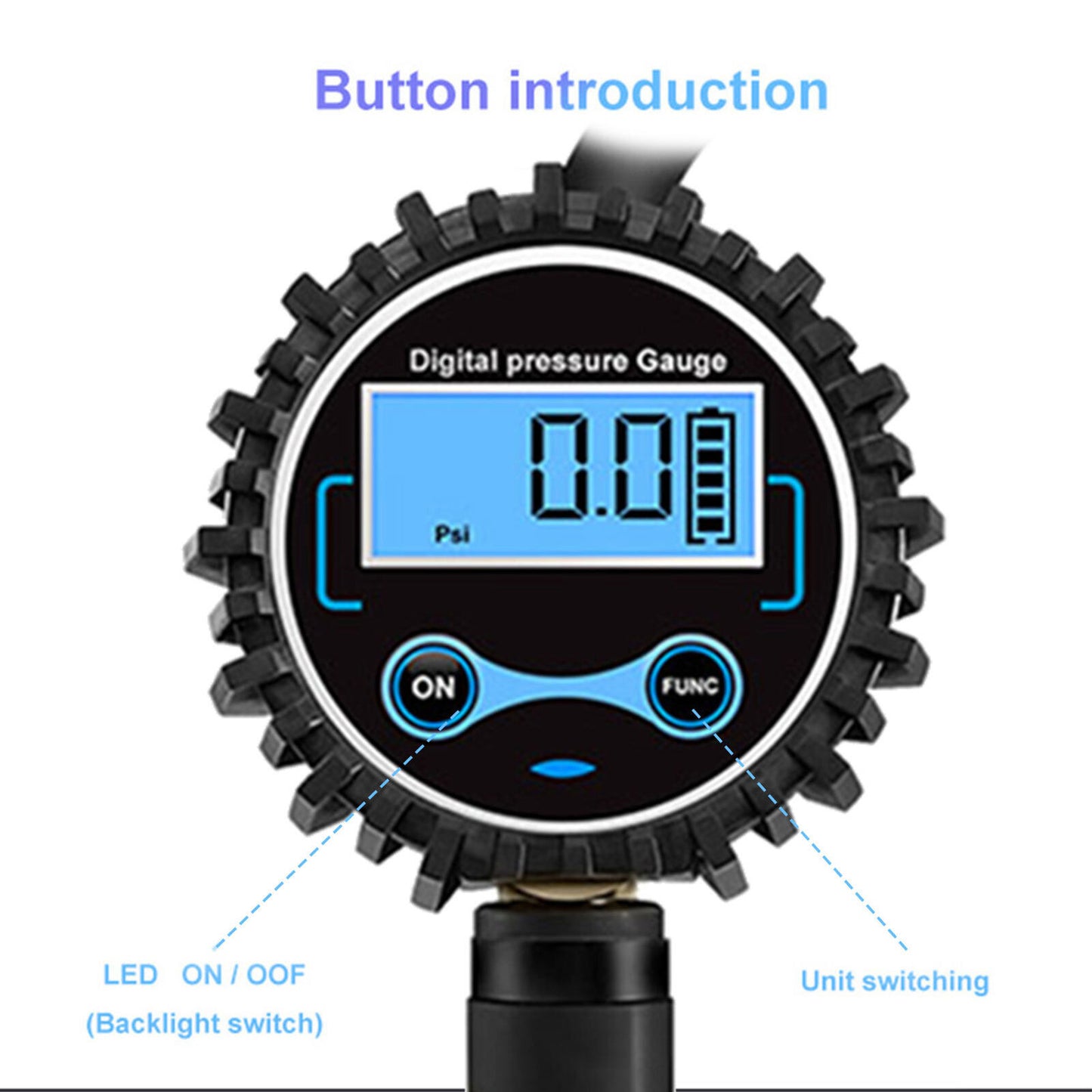 LED Digital Tyre Inflator Car Air Pressure Tire Gauge PSI Hose A Car Motorcycle