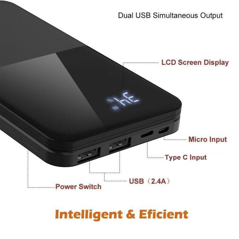 50000mAh Portable Power Bank Charger With LCD 2USB External Battery Pack AU