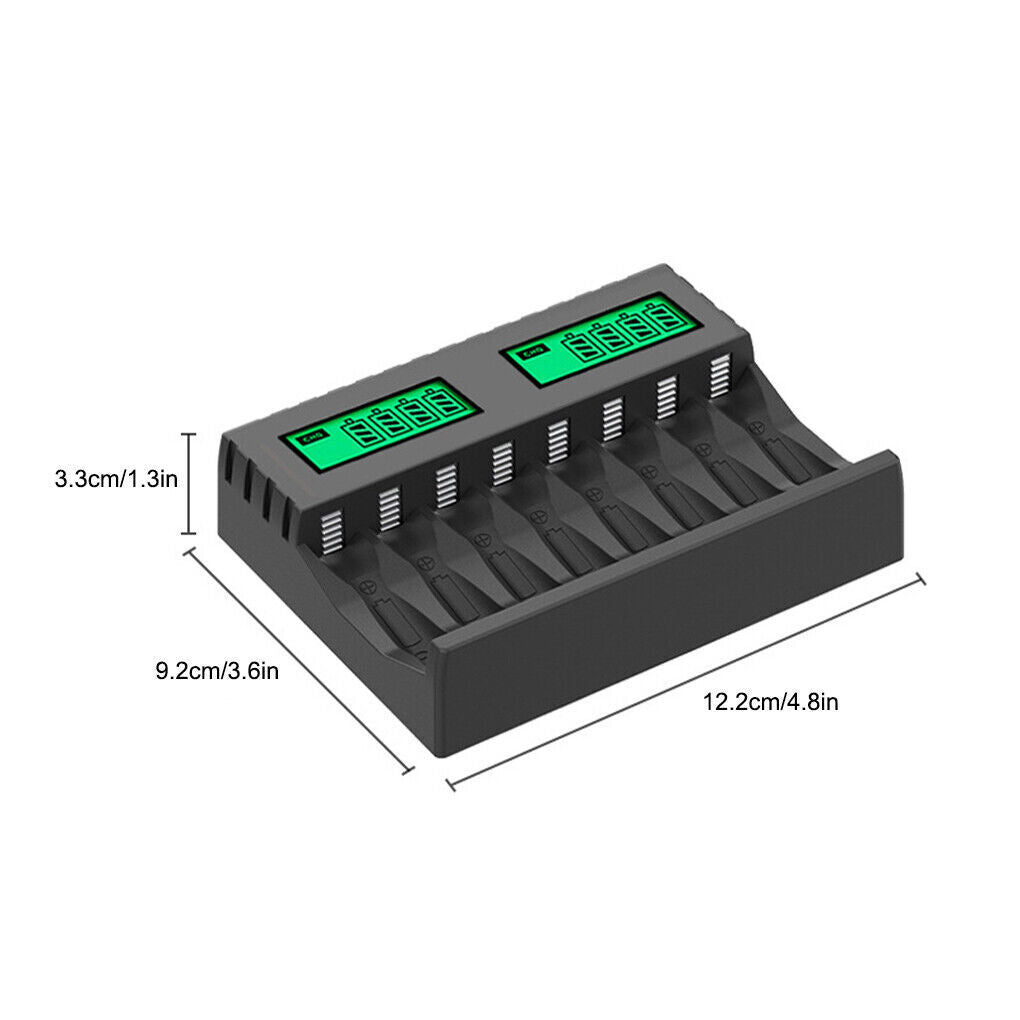 8 Slot Smart Battery Charger for AA/AAA Rechargeable Batteries LCD Display AU