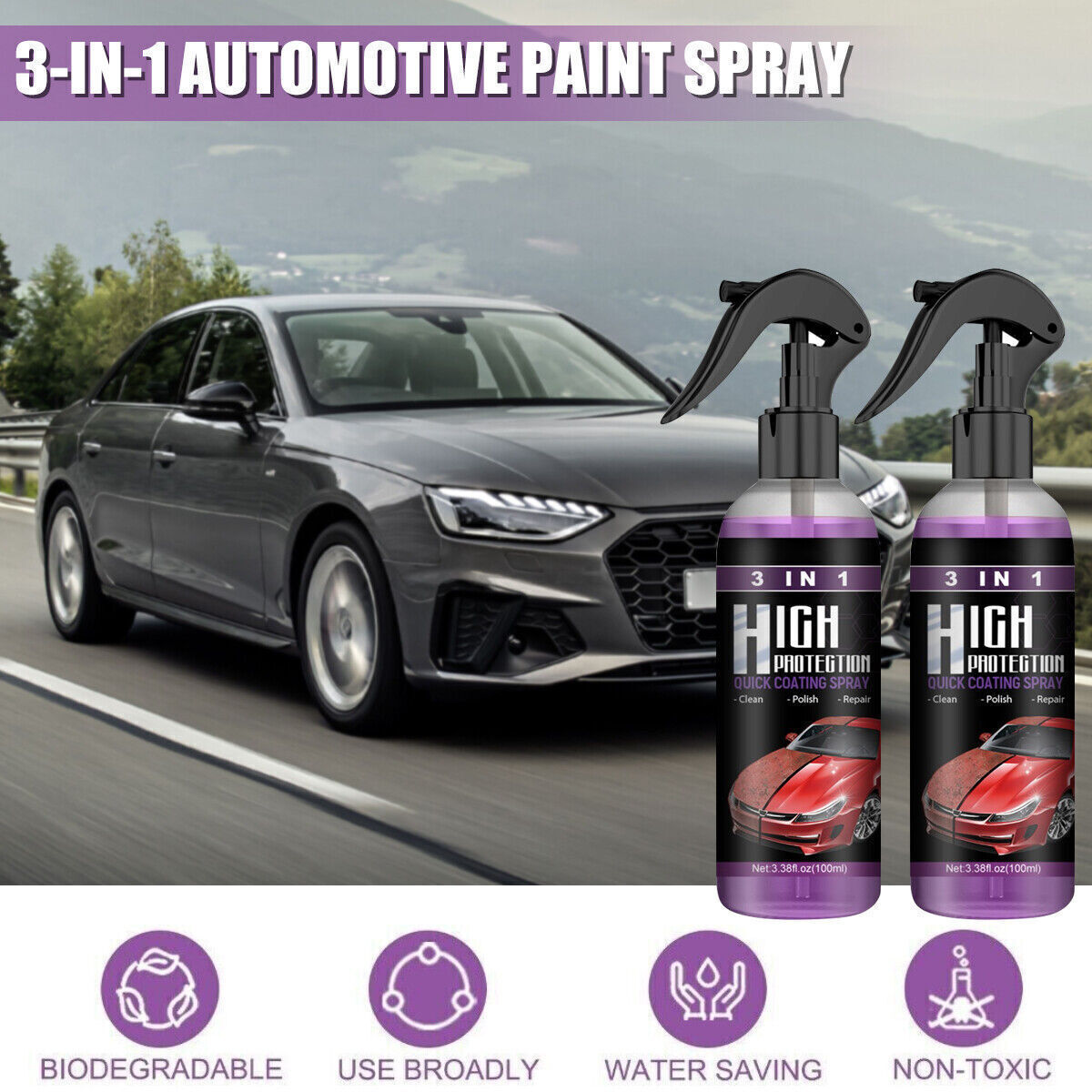 1/2/3/4X 3in1 High Protection Quick Car Coat Ceramic Coating Spray Hydrophobic