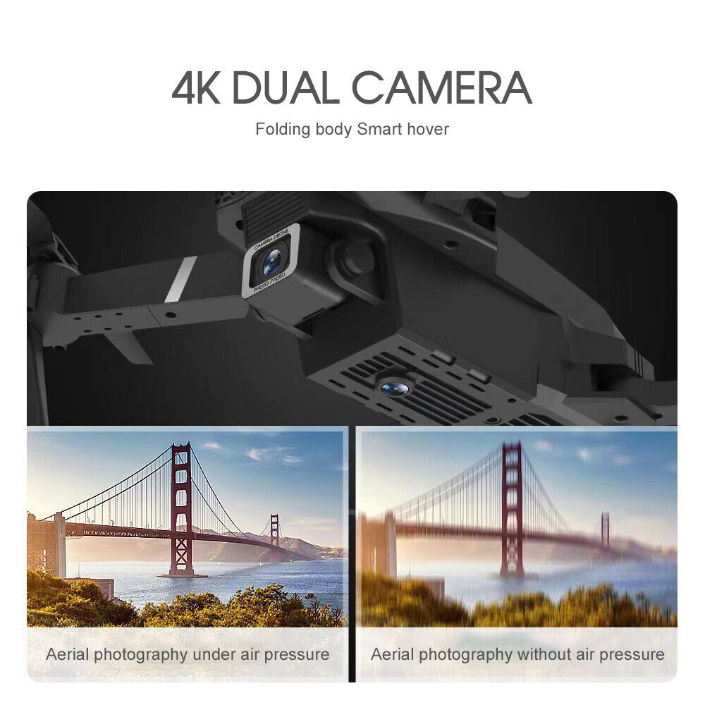 4K GPS Drone with HD Camera Drones WiFi FPV Foldable RC Quadcopter W/2Batteries