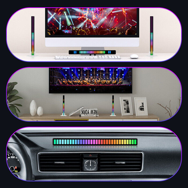 32LED RGB Voice Sound Activated Rhythm Bar Music Car Light Party Strip Tube Lamp