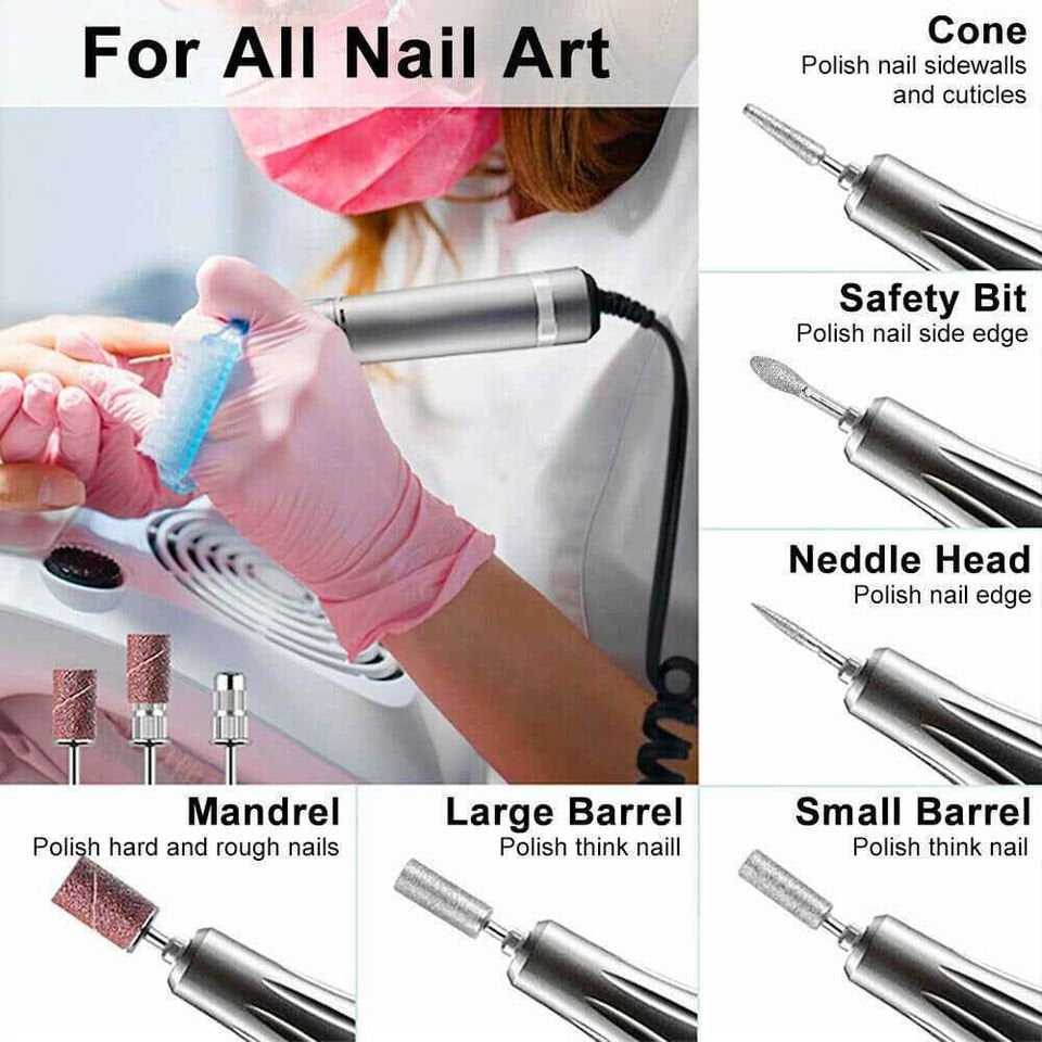 Portable Nail Drill Machine Rechargeable E File Fits Manicure Pedicure