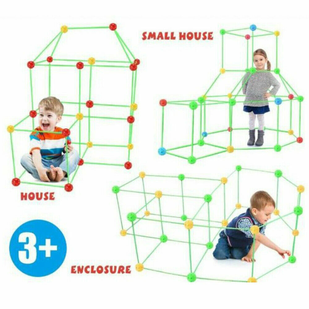 175pcs Kids Construction Fort Building Kit Castles 3D Play House Tent Toy Gift