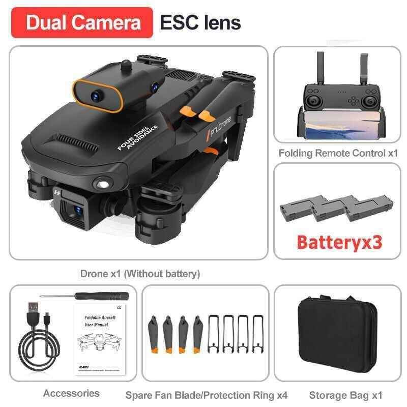 1X New 8K GPS Drone with HD Camera Drones WiFi FPV Foldable RC Quadcopter 3Battery