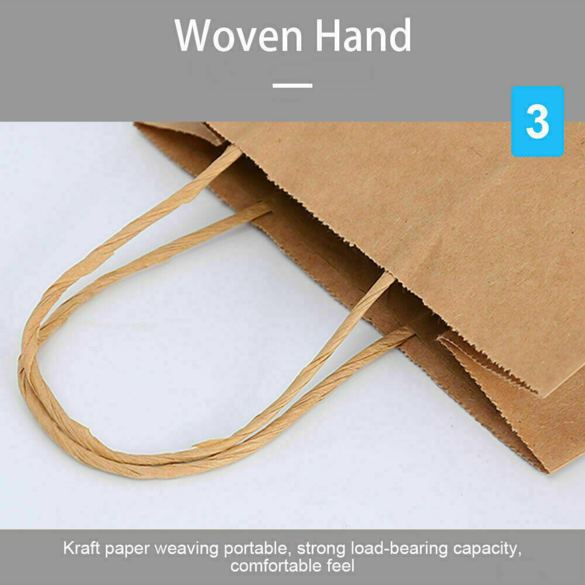 50pcs Bulk Kraft Paper Bags Gift Shopping Carry Craft Brown Bag with Handles AU